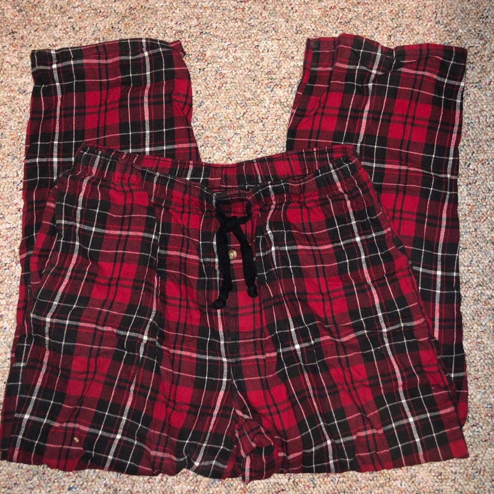Red plaid pj bottoms